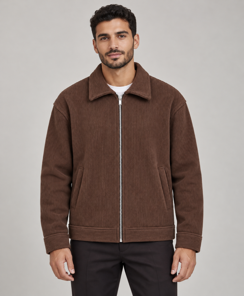 Veste zippee cotelee Bloom Marron
